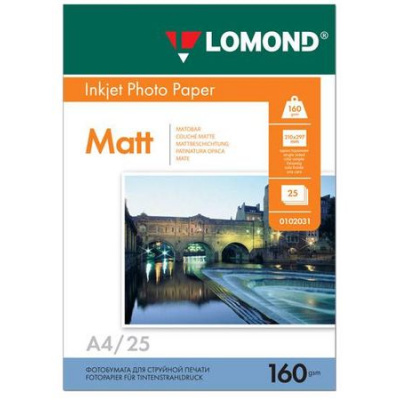 Большое фото товара - Фотобумага А4  25л 160г матовая односторонняя 0102031 LOMOND, 12-21289. Вариант №1