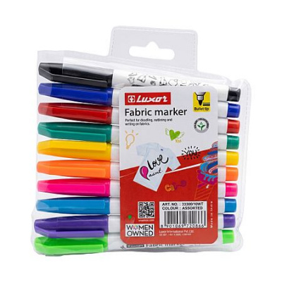 Большое фото товара - Набор маркеров для ткани 10цв  "Fabric Marker" 33300/10WT Luxor, 12-212974. Вариант №1