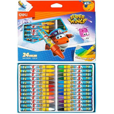 Большое фото товара - Мелки восковые 24цв EC21020 "Супер крылья/Super Wings" к/уп (1804856) Deli, 12-214564. Вариант №1