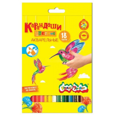 Большое фото товара - Карандаши акварельные 18цв КАКМ18 Каляка-Маляка, 12-37025. Вариант №1