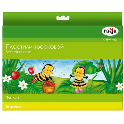 Большое фото товара - Пластилин восковой 16цв 240гр. "Пчелка" 280030 Гамма, 12-42429. Вариант №1