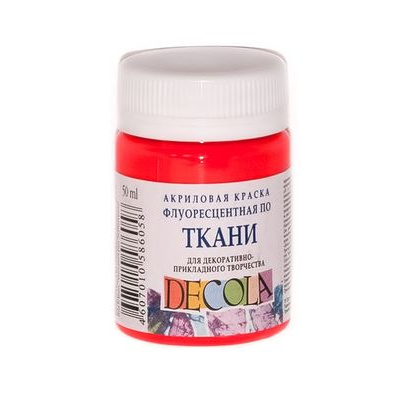 Большое фото товара - Акриловая краска по ткани "Декола" 50мл Красная флуоресцентная 5128331 Невская палитра, 12-48217. Вариант №1