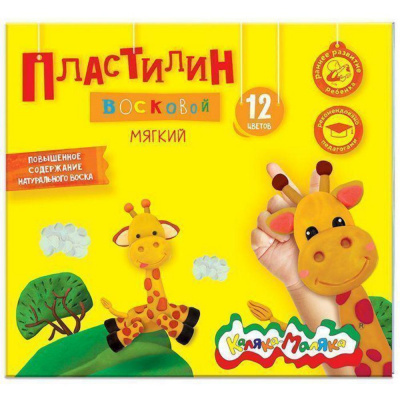 Большое фото товара - Пластилин восковой 12цв 180 гр. ПВКМ12 Каляка-Маляка, 12-71038. Вариант №1
