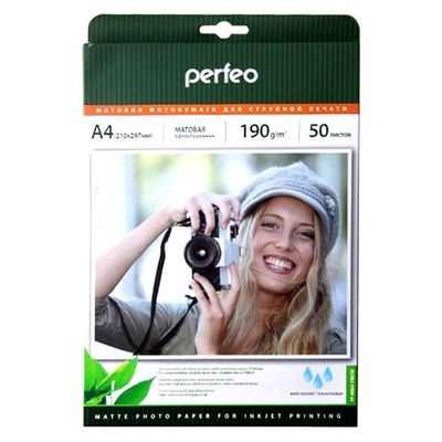 Большое фото товара - Фотобумага А4 50л 190г матовая PF-MTA4-190/50 (642917) PERFEO, 12-84349. Вариант №1