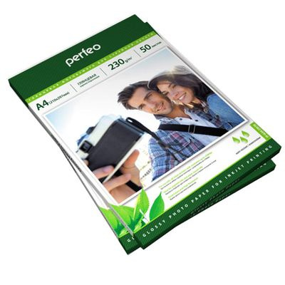 Большое фото товара - Фотобумага А4  50л 230г глянцевая PF-GLA4-230/50 (637203) PERFEO, 12-84831. Вариант №1