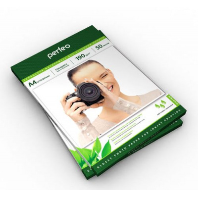 Большое фото товара - Фотобумага А4 50л 190г глянцевая PF-GLA4-190/50 (637388) PERFEO, 12-86399. Вариант №1