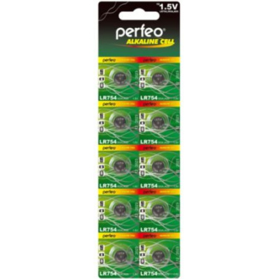 Большое фото товара - Элемент питания  AG 5 Perfeo 10BL Alkaline Cel LR 754, 12-90455. Вариант №1