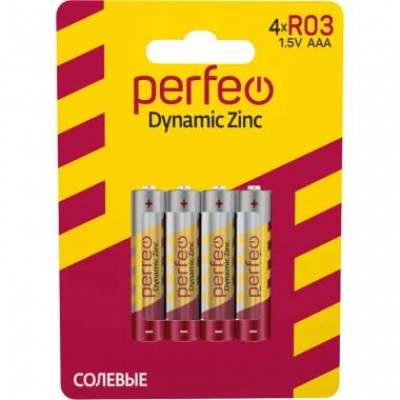 Большое фото товара - Элемент питания R03  4BL PERFEO Dynamic Zinc, 12-94756. Вариант №1