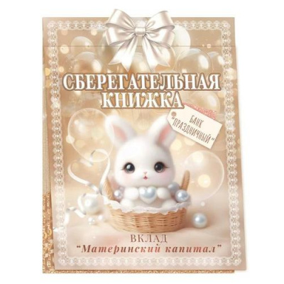 Большое фото товара - 90001114 Сберегательная книжка. Вклад ""Материнский капитал" (текст, атласный бант, 5 конвертов), (ОткрытаяПланета), 13-1001030. Вариант №1