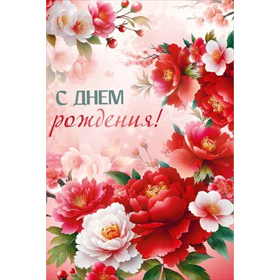 Большое фото товара - 30001438 С Днем рождения! (открытка, текст, блестки), (ИмперияПоздр), 13-1011698. Вариант №1