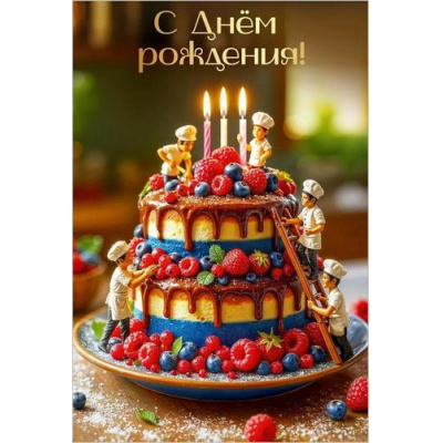 Большое фото товара - 50002324 С Днем рождения! (открытка, текст), (Праздник), 13-1011988. Вариант №1