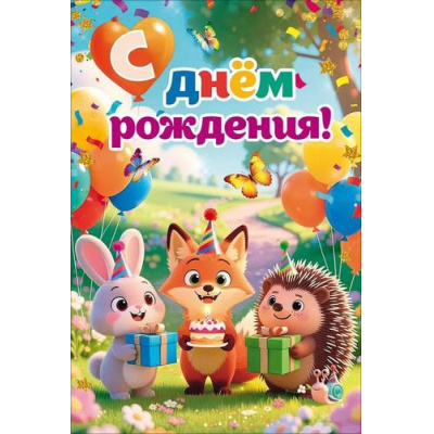 Большое фото товара - 90001874 С Днем Рождения! (открытка, текст, детская), (ОткрытаяПланета), 13-1013797. Вариант №1