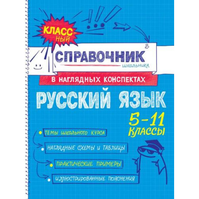 Большое фото товара - КлассныйСправочникШкольникаВНаглядныхКонспектах Железнова Е.В.,Колчина С.Е. Русский язык (5-11классы), (Эксмо, 2025), Обл, c.144, 13-1014600. Вариант №1