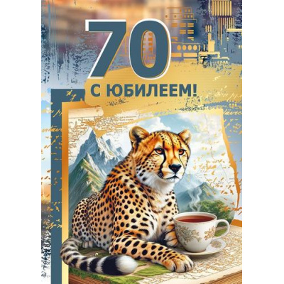 Большое фото товара - 70001109 С Юбилеем! 70 (открытка, гигант, текст, фольга, мужская), (МирПоздр), 13-1016234. Вариант №1