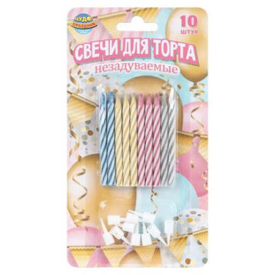 Большое фото товара - Свечи в торт (10шт, незадуваемые, с держателем) MC-129165-HB4, (Huada Toy Co.,Ltd), 13-1017858. Вариант №1