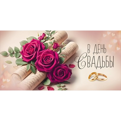Большое фото товара - 30001948 В День Свадьбы! (конверт для денег, текст), (ИмперияПоздр), 13-1018351. Вариант №1