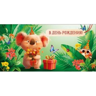 Большое фото товара - 0322730 В День Рождения! (конверт для денег, текст, детский), (Арт Дизайн), 13-1021286. Вариант №1