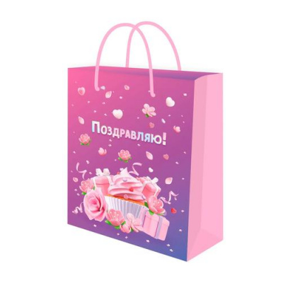 Большое фото товара - Пакет Бумажный 11,5*14,5*6 Поздравляю! Куча подарков ППК7883, (МИЛЕНД), 13-1028343. Вариант №1