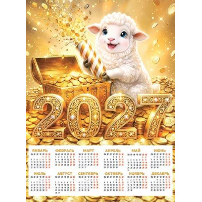Большое фото товара - Календарь листовой 2027 Год Овцы (446*602) 0025111, (МирОткр), 13-1028548. Вариант №1