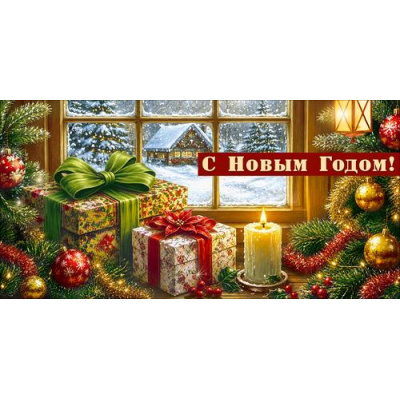 Большое фото товара - 10001589 С Новым годом! (конверт для денег, текст), (Хорошо), 13-1029896. Вариант №1