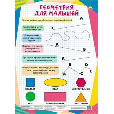 Большое фото товара - НаглядныеПособия Геометрия для малышей (А4), (Проф-Пресс, 2017), К, c.1, 13-737527. Вариант №1