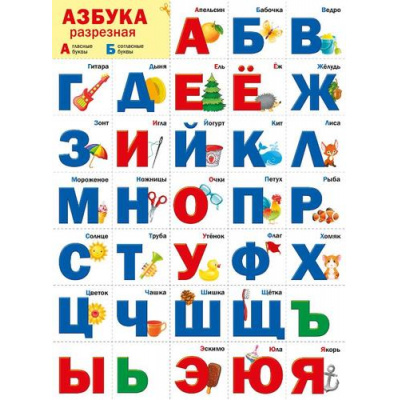 Большое фото товара - 070973 Плакат "Разрезная азбука" (А2, текст), (МирПоздр), 13-828473. Вариант №1