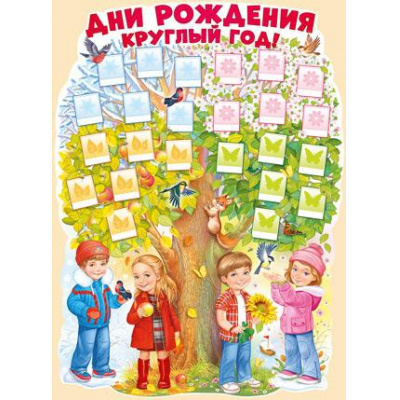 Большое фото товара - 2204700 Плакат "Дни рождения круглый год" (А2, вырубка), (ИмперияПоздр), 13-869305. Вариант №1