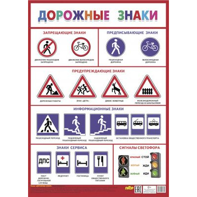 Большое фото товара - Плакат Дорожные знаки (55*77см) (13610), (Литур, 2024), Л, 13-879706. Вариант №1