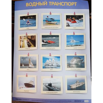 Большое фото товара - НаглядныеПособия Плакат. Водный транспорт (А2), (Мозаика-Синтез, 2021), Л, 13-899441. Вариант №1