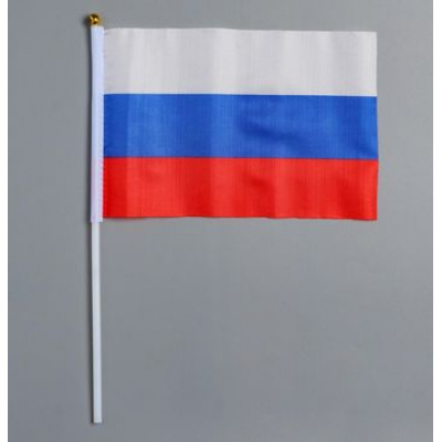 Большое фото товара - 2763498 Флаг "Россия" (14*19см, флагшток 30 см), (Sima-land), 13-908771. Вариант №1