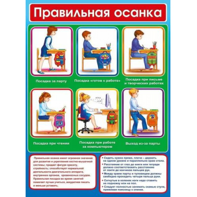 Большое фото товара - 071310 Плакат "Правильная осанка" (А2, текст), (МирПоздр), 13-933369. Вариант №1