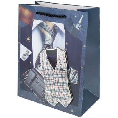 Большое фото товара - Пакет Бумажный 30*41,5*12 (XL) Стильный костюм (элемент декора на скотче, мужской) ППК3605, (МИЛЕНД), 13-967999. Вариант №1