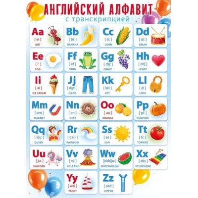 Большое фото товара - 84948 Плакат "Английский алфавит" (600*440мм), (ОткрытаяПланета), 13-976384. Вариант №1