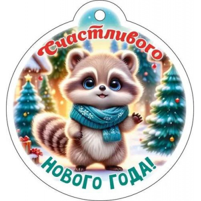 Большое фото товара - 12014 Бирка для подарков "Счастливого Нового года" (мини, текст, подвеска, вырубка), (ОткрытаяПланета), 13-977778. Вариант №1