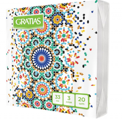 Большое фото товара - 36497 Салфетки бумажные Gratias. Мозаика (33*33см, 3-слоя, 20шт.), (ООО "ТишьюПром"), 13-978440. Вариант №1