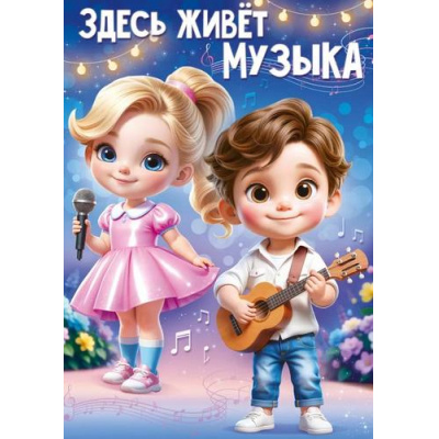 Большое фото товара - 84965 Плакат "Здесь живет музыка!" (425х302мм), (ОткрытаяПланета), 13-981458. Вариант №1