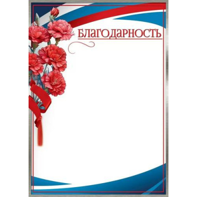 Большое фото товара - 7200921 Благодарность (А4, вертикальный, флаг) (для принтера), (Праздник), 13-995816. Вариант №1