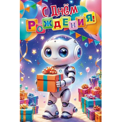 Большое фото товара - 90000615 С Днем Рождения! (открытка, текст, блестки, детский), (ОткрытаяПланета), 13-995963. Вариант №1